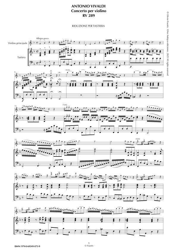 RV 289 Concerto per Violino in Fa maggiore