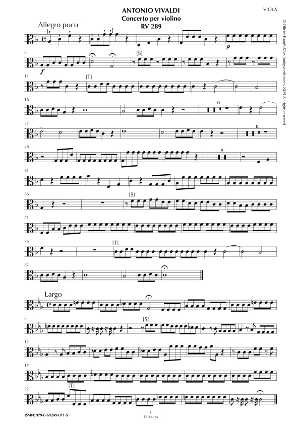 RV 289 Concerto per Violino in Fa maggiore