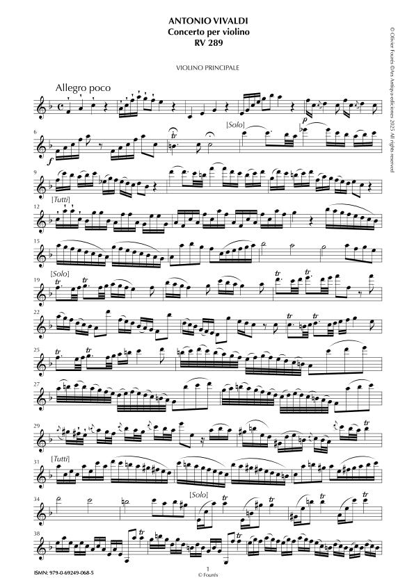 RV 289 Concerto per Violino in Fa maggiore