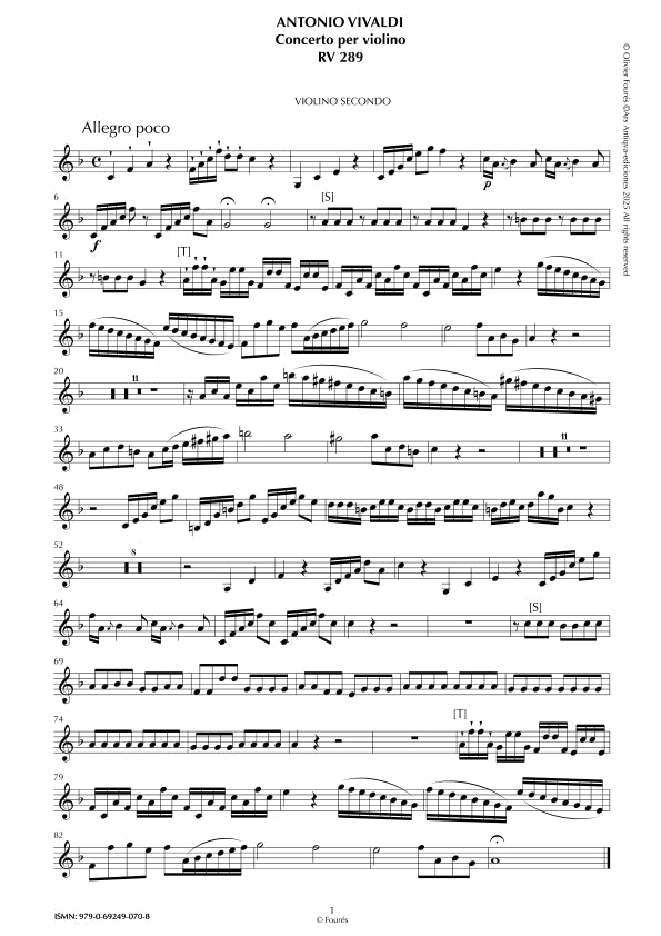 RV 289 Concerto per Violino in Fa maggiore