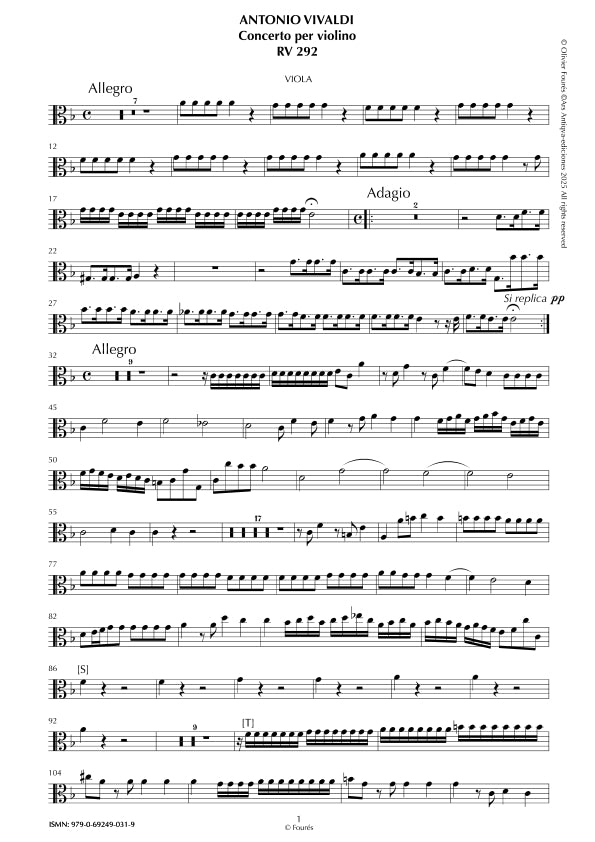 RV 292 Concerto per Violino in Fa maggiore