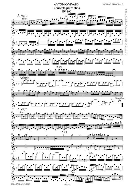 RV 292 Concerto per Violino in Fa maggiore