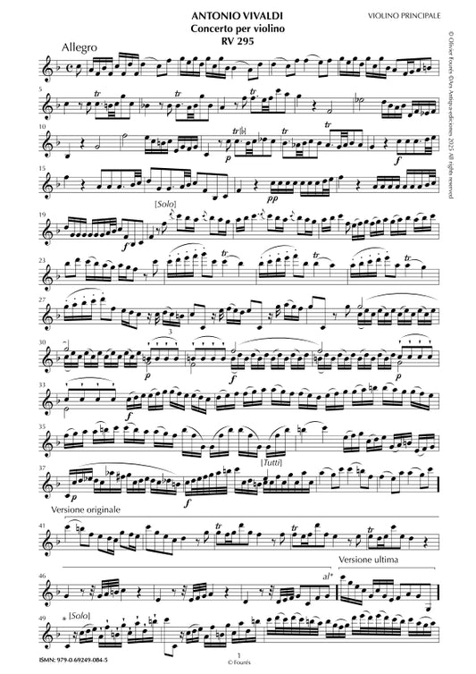 RV 295 Concerto per Violino in Fa maggiore