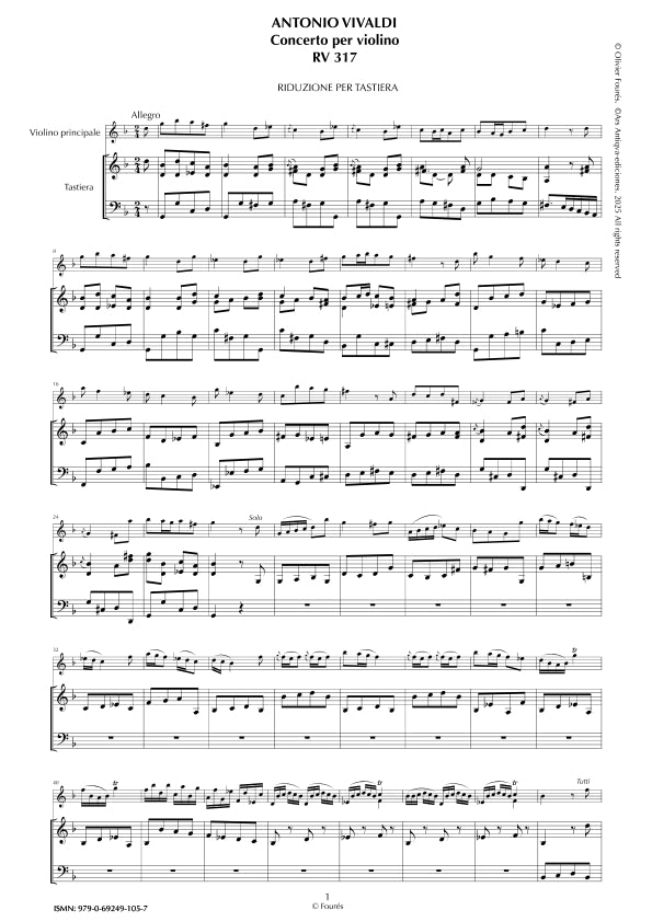 RV 317 Concerto per Violino in sol minore. Opera duodecima N.I