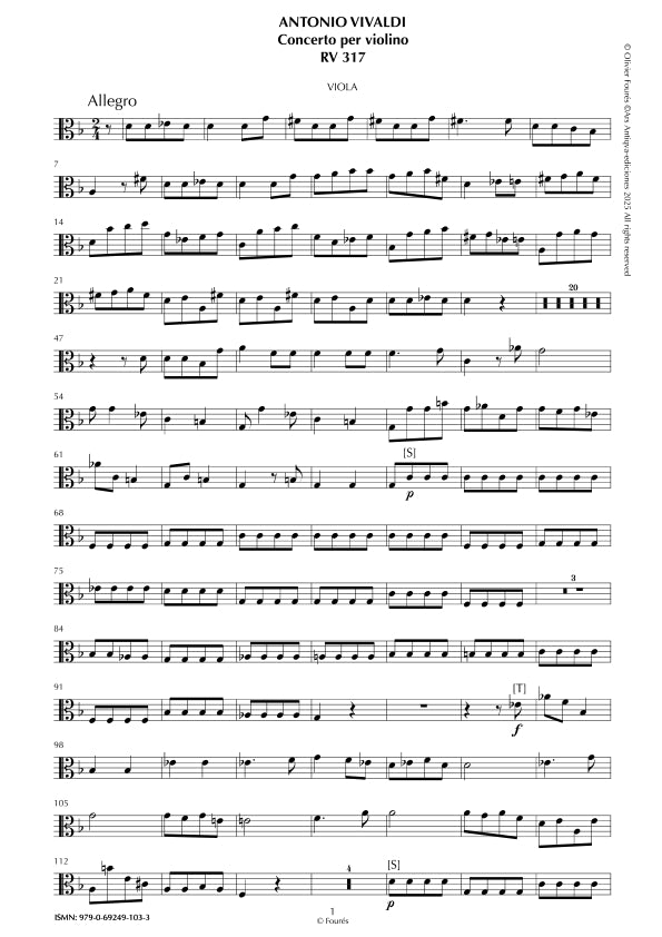 RV 317 Concerto per Violino in sol minore. Opera duodecima N.I