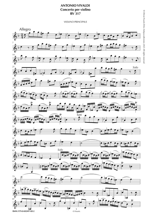 RV 317 Concerto per Violino in sol minore. Opera duodecima N.I