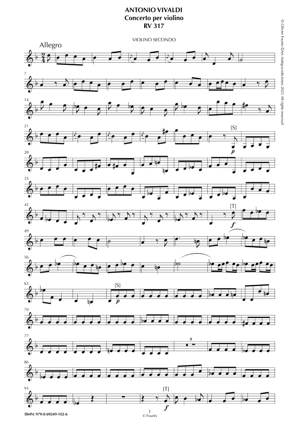 RV 317 Concerto per Violino in sol minore. Opera duodecima N.I