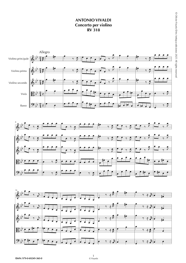 RV 318 Concerto per Violino in sol minore opera sesta n.III