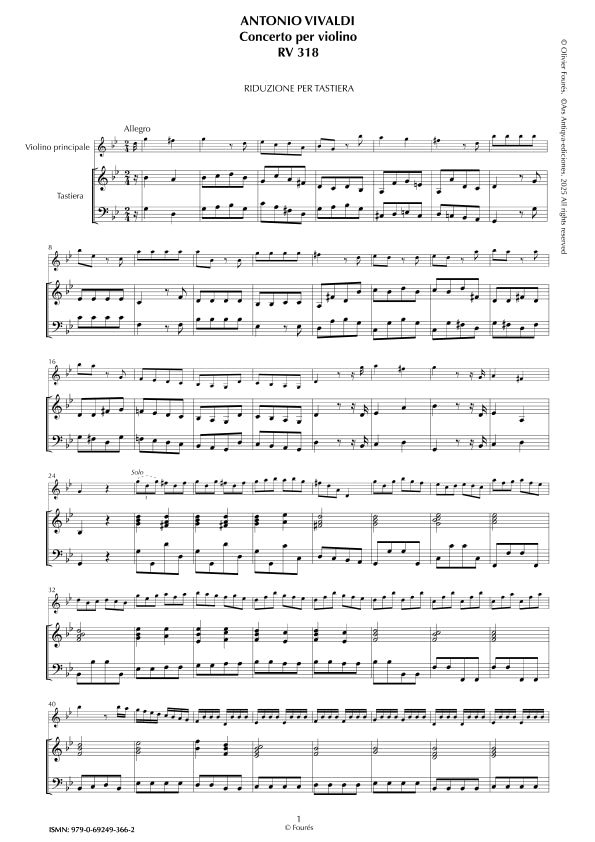 RV 318 Concerto per Violino in sol minore opera sesta n.III