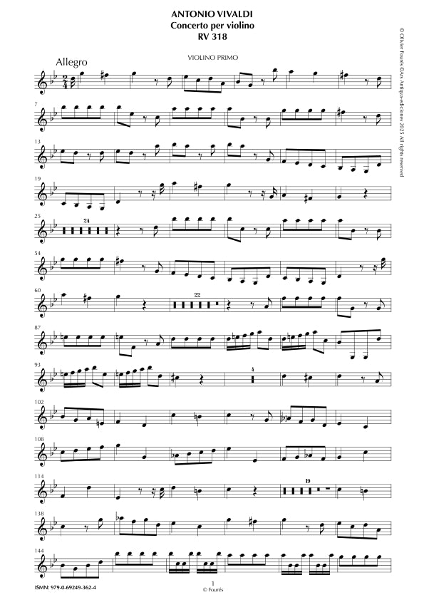 RV 318 Concerto per Violino in sol minore opera sesta n.III