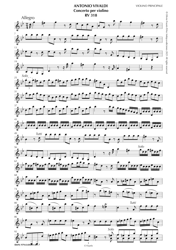 RV 318 Concerto per Violino in sol minore opera sesta n.III