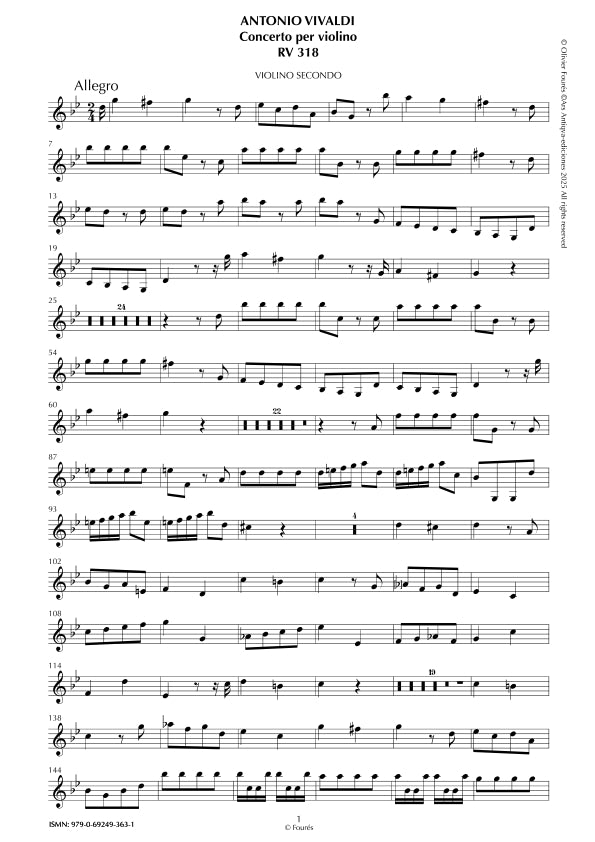 RV 318 Concerto per Violino in sol minore opera sesta n.III