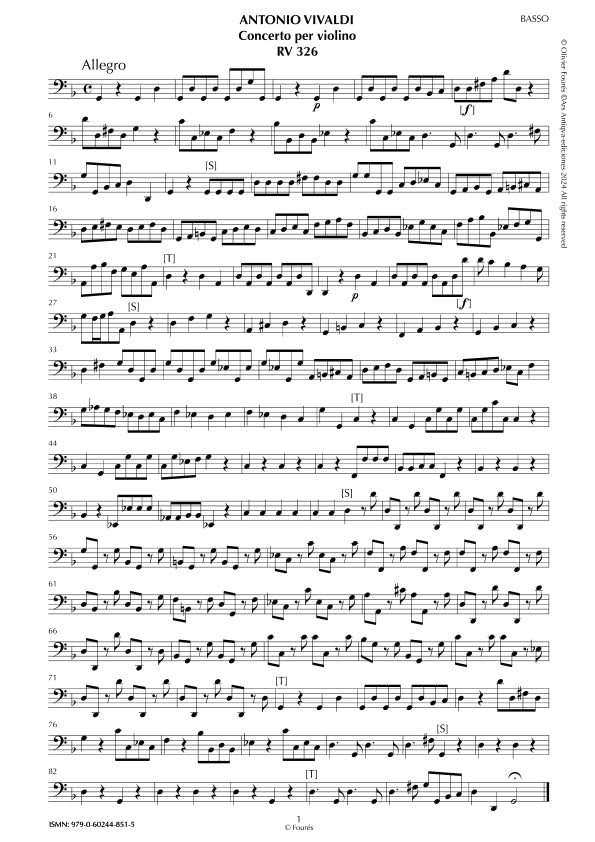 RV 326 Concerto per Violino in sol minore opera settima n.III