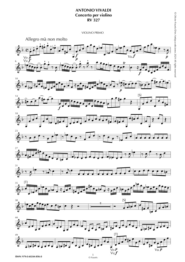 RV 327 Concerto per Violino in sol minore