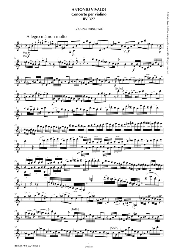 RV 327 Concerto per Violino in sol minore