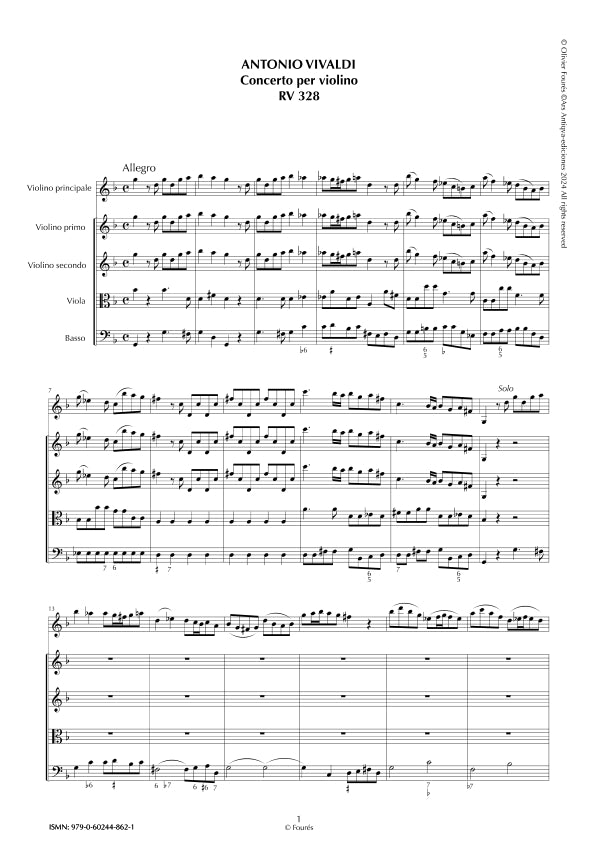 RV 328 Concerto per Violino in sol minore
