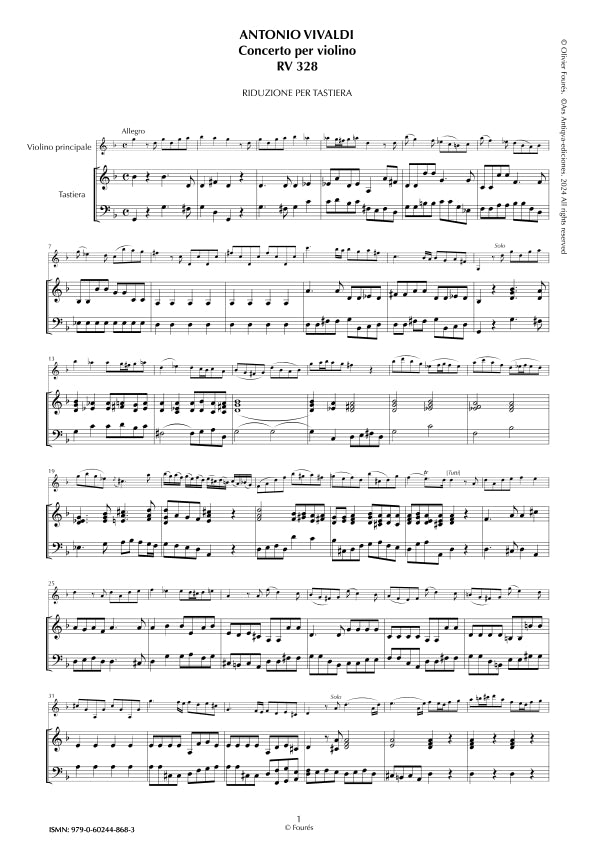 RV 328 Concerto per Violino in sol minore