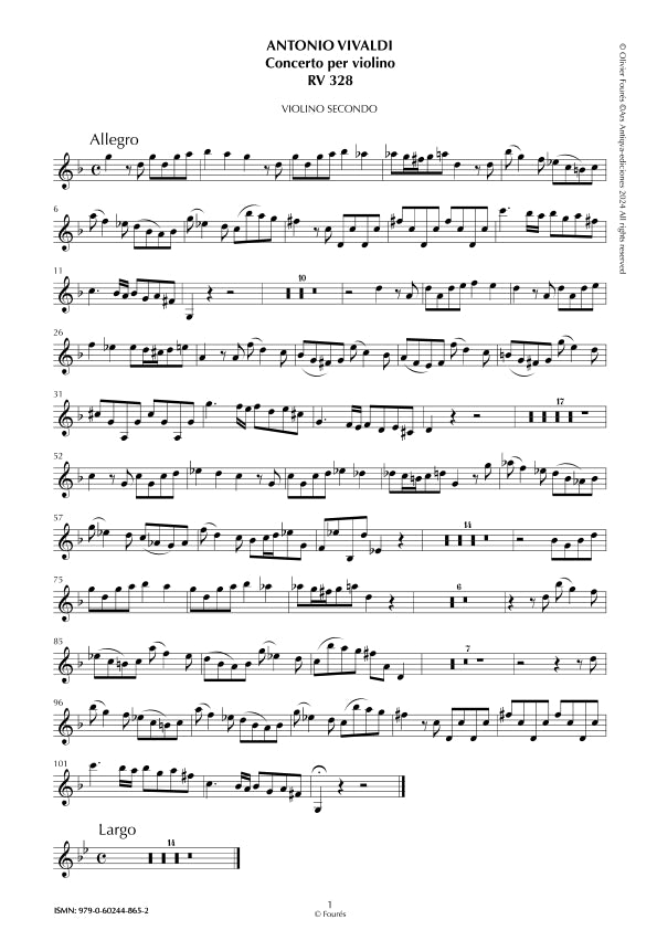 RV 328 Concerto per Violino in sol minore