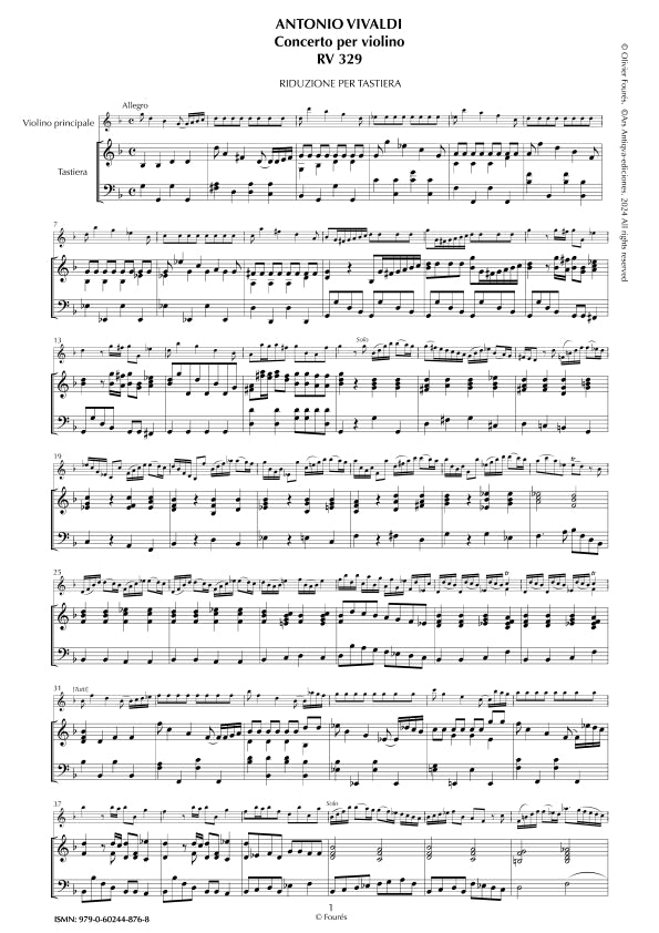 RV 329 Concerto per Violino in sol minore
