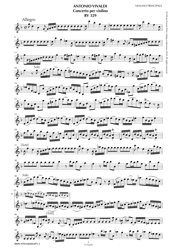 RV 329 Concerto per Violino in sol minore
