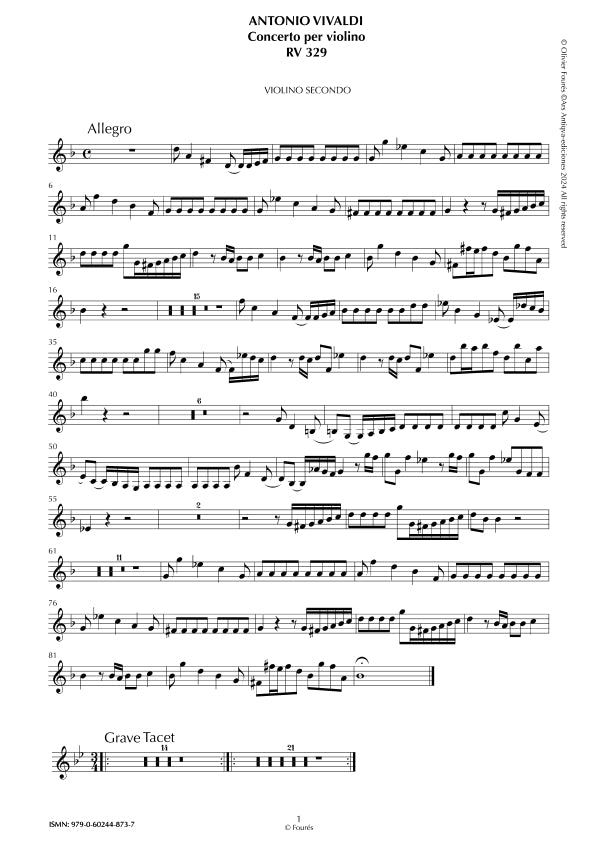 RV 329 Concerto per Violino in sol minore
