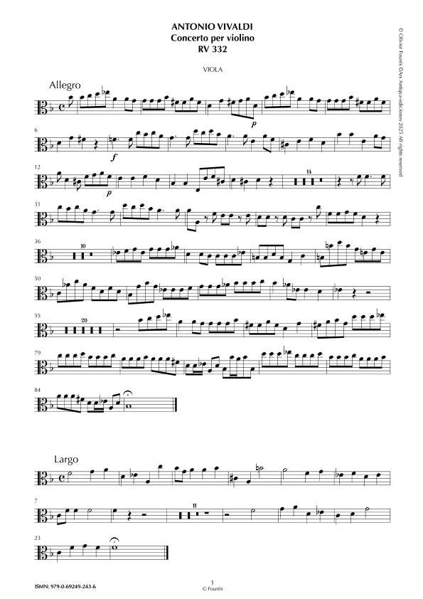RV 332 Concerto per Violino in sol minore "Il Cimento dell´Armonia e dell´Invenzione" opera ottava N.VIII