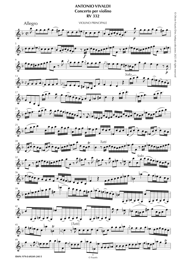 RV 332 Concerto per Violino in sol minore "Il Cimento dell´Armonia e dell´Invenzione" opera ottava N.VIII