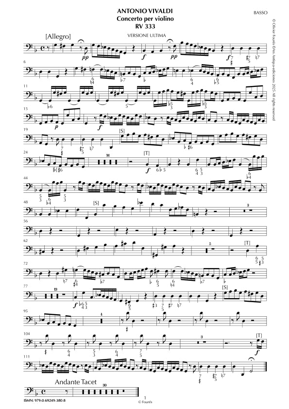 RV 333 Concerto per Violino in sol minore