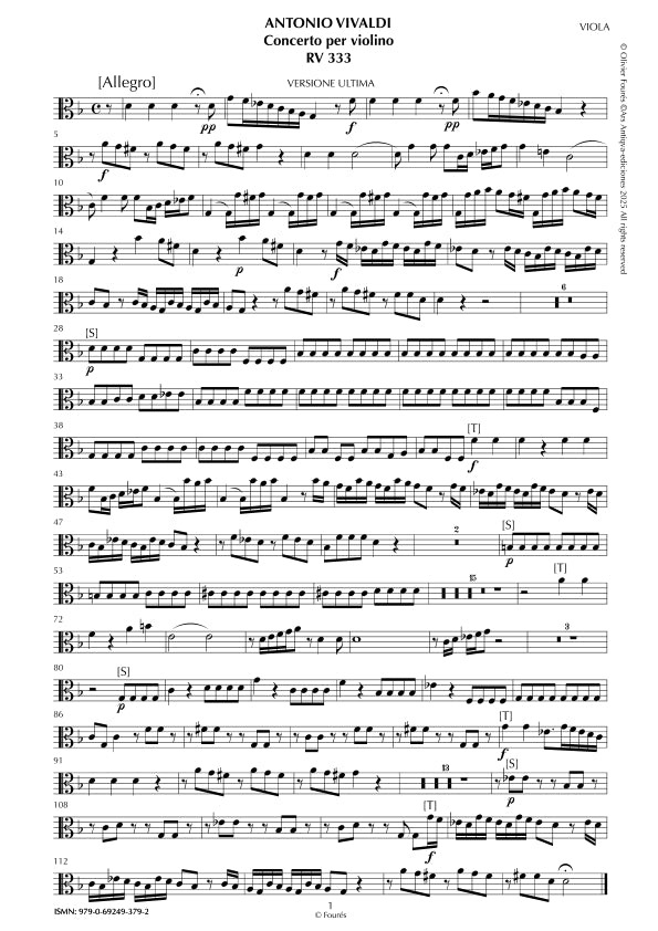 RV 333 Concerto per Violino in sol minore