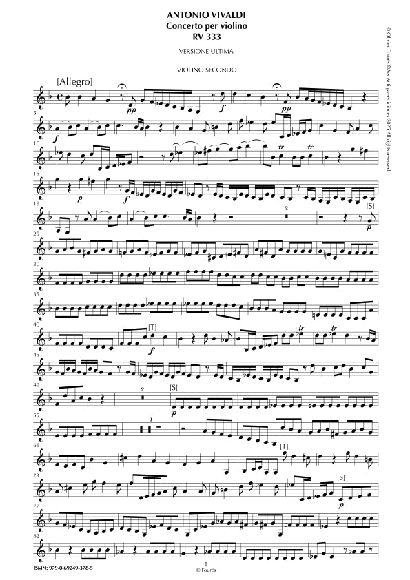 RV 333 Concerto per Violino in sol minore