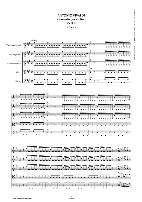 RV 335 / RV 335a Concerto per Violino in La maggiore -IL CUCCÙ / IL ROSIGNUOLO-