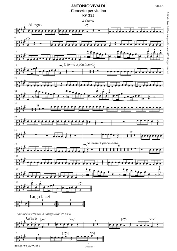 RV 335 / RV 335a Concerto per Violino in La maggiore -IL CUCCÙ / IL ROSIGNUOLO-