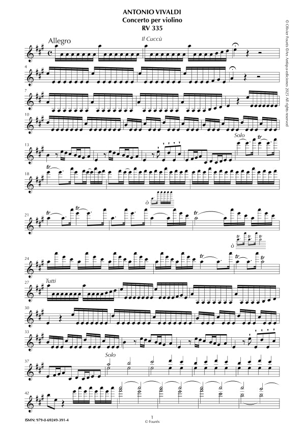 RV 335 / RV 335a Concerto per Violino in La maggiore -IL CUCCÙ / IL ROSIGNUOLO-