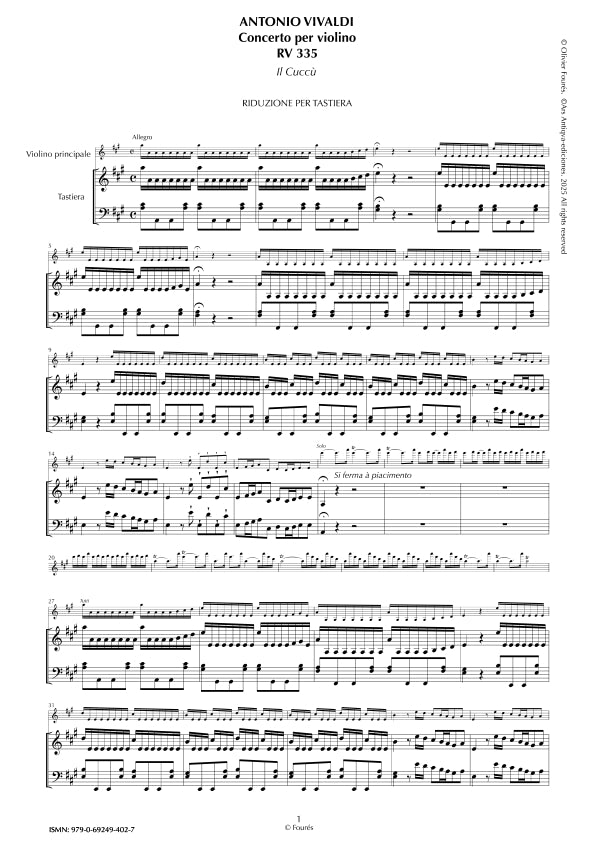 RV 335 / RV 335a Concerto per Violino in La maggiore -IL CUCCÙ / IL ROSIGNUOLO-