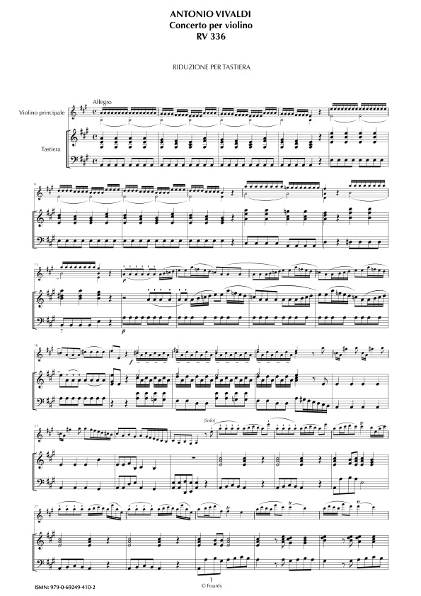 RV 336 Concerto per Violino in La maggiore opera undecima n.III