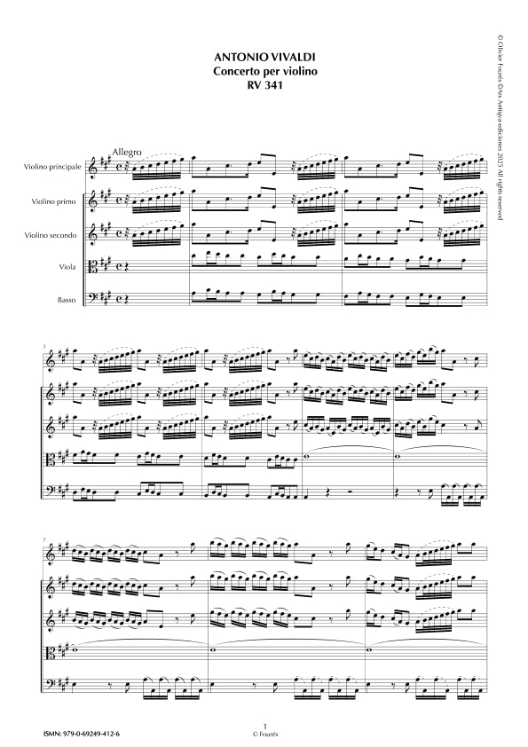 RV 341 Concerto per Violino in La maggiore