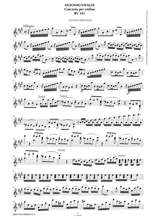 RV 341 Concerto per Violino in La maggiore