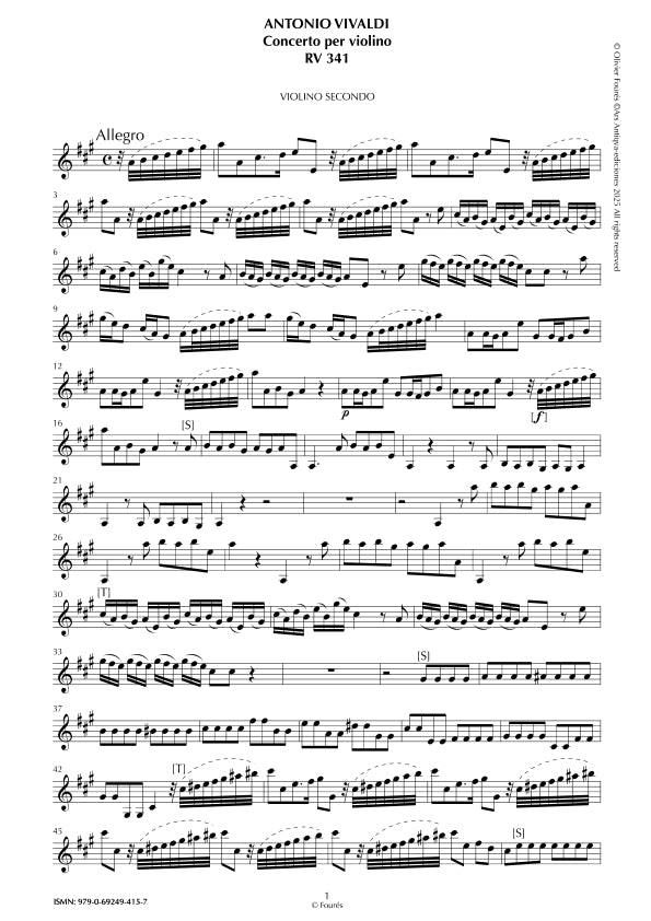 RV 341 Concerto per Violino in La maggiore