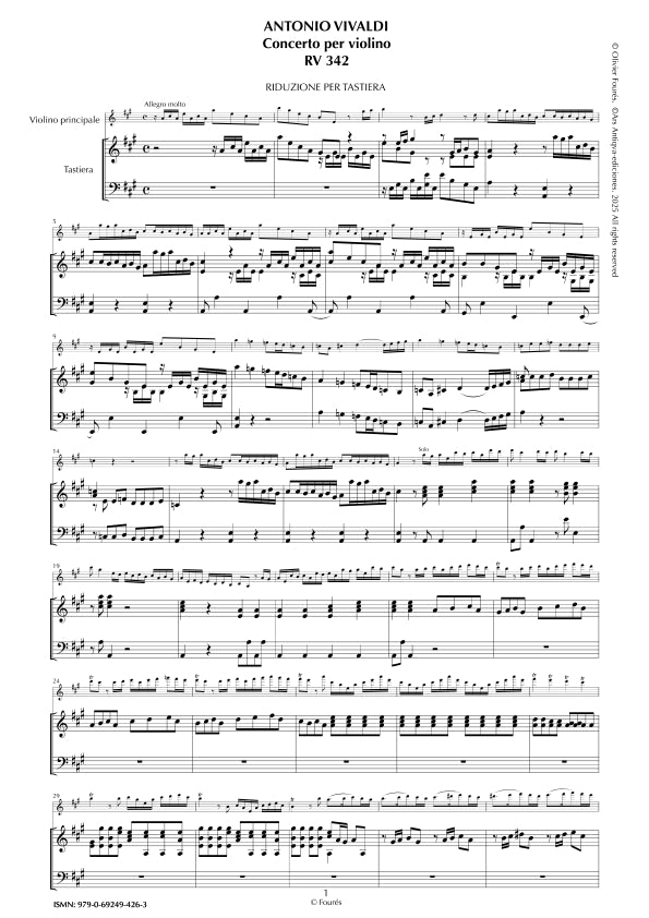 RV 342 Concerto per Violino in La maggiore