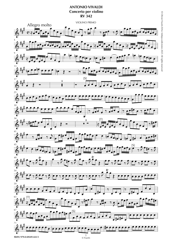 RV 342 Concerto per Violino in La maggiore