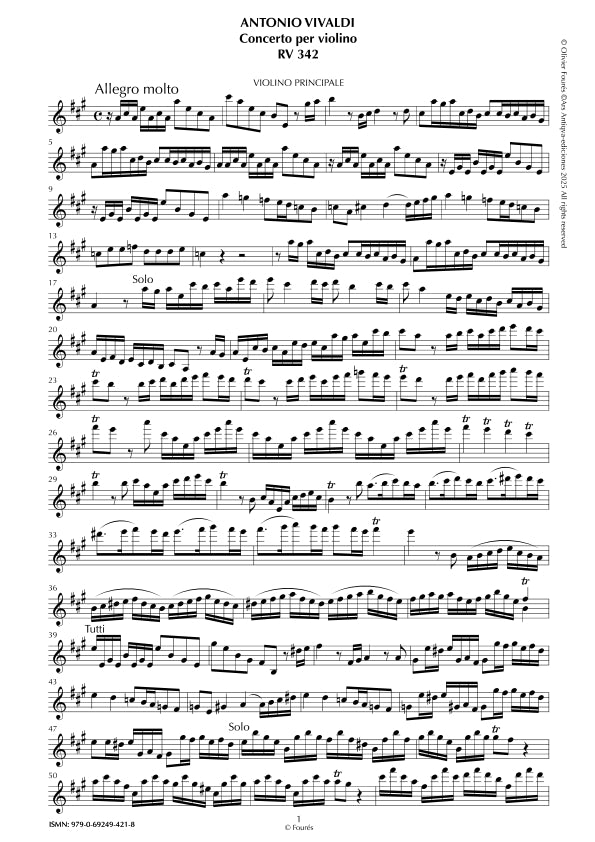 RV 342 Concerto per Violino in La maggiore