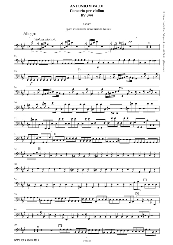 RV 344 Concerto per Violino in La maggiore -ricostruzione Olivier Fourés-