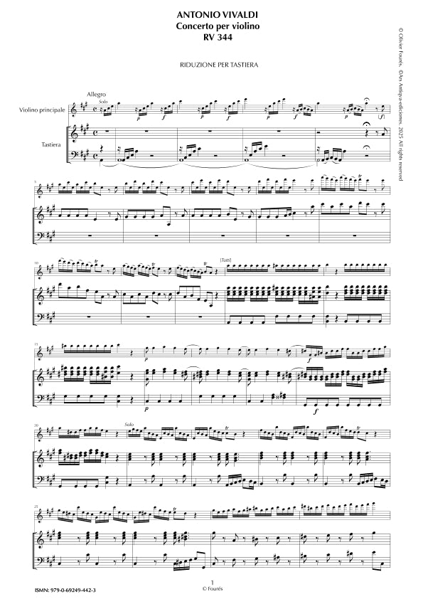 RV 344 Concerto per Violino in La maggiore -ricostruzione Olivier Fourés-