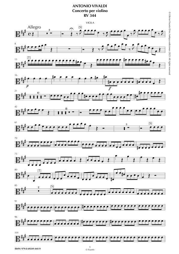 RV 344 Concerto per Violino in La maggiore -ricostruzione Olivier Fourés-