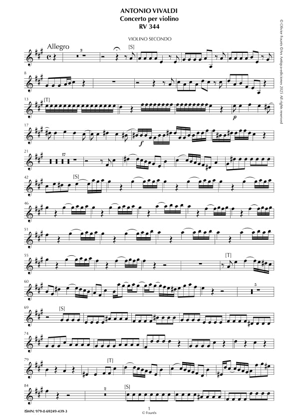 RV 344 Concerto per Violino in La maggiore -ricostruzione Olivier Fourés-