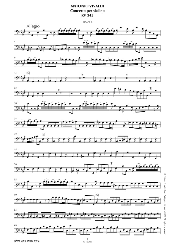 RV 345 Concerto per Violino in La maggiore -La Cetra- opera nona n.II