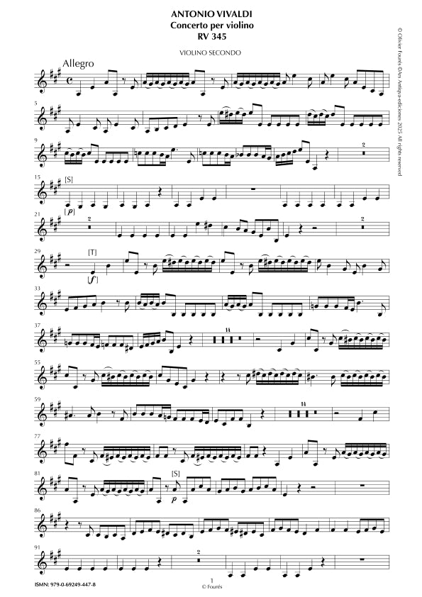 RV 345 Concerto per Violino in La maggiore -La Cetra- opera nona n.II