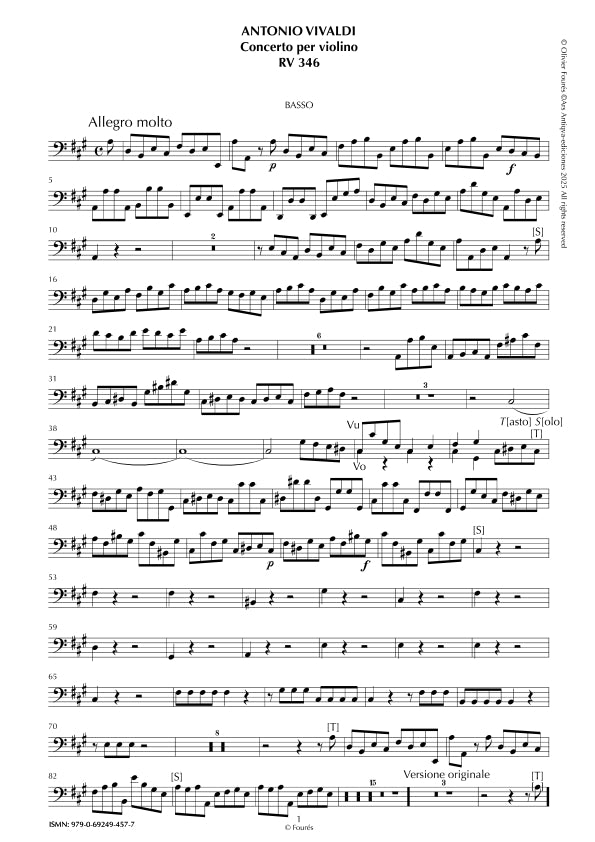 RV 346 Concerto per Violino in La maggiore