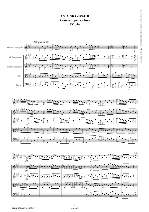 RV 346 Concerto per Violino in La maggiore