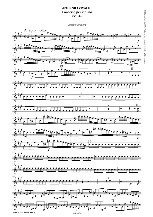 RV 346 Concerto per Violino in La maggiore